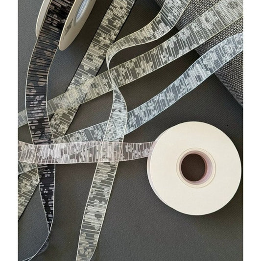 Silver Thread Sheer Organza Ribbon close-up showing horizontal metallic filament and wired edge — Sivonna organza craft ribbon for DIY