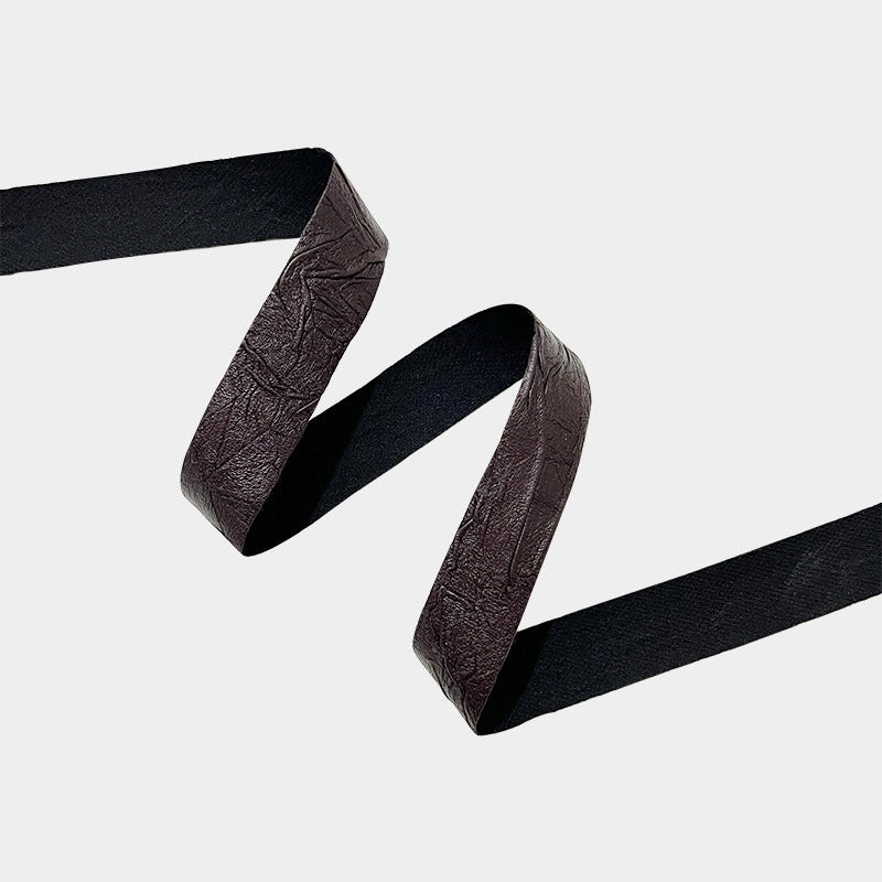 Worn Leather: Worn Leather faux leather grain craft ribbon in dark espresso — Sivonna earth tone craft ribbon