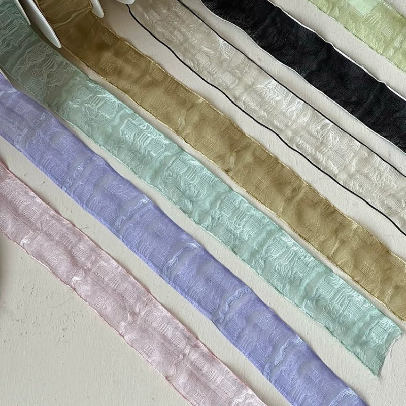 Crinkle Silk Ribbon · 0.98" Wide · Hand-Dyed for Bouquets & Crafts