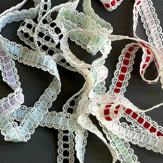 Crochet Lace Trim Ribbon · Threaded Center · 20mm · Craft & Sewing