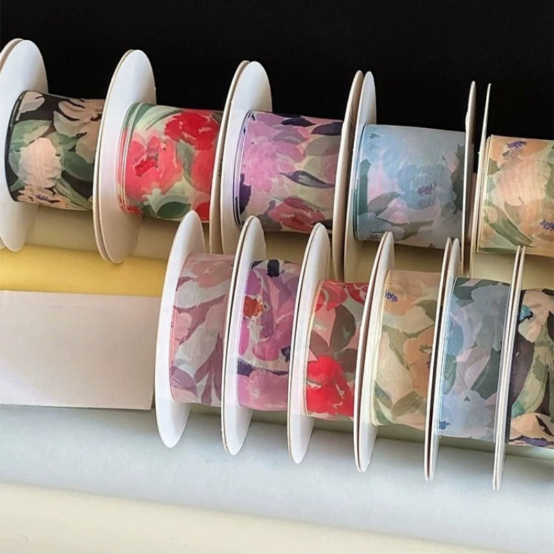 Floral Print Sheer Ribbon · 25mm · Bouquets & Gift Wrapping