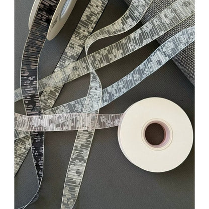 Silver Thread Sheer Organza Ribbon close-up showing horizontal metallic filament and wired edge — Sivonna organza craft ribbon for DIY