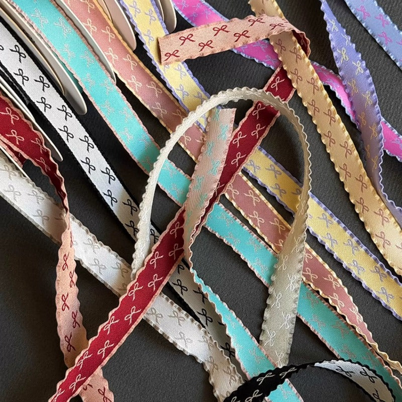 Bow Print Satin Ribbon · Scallop Edge · 10mm · Gift Wrapping