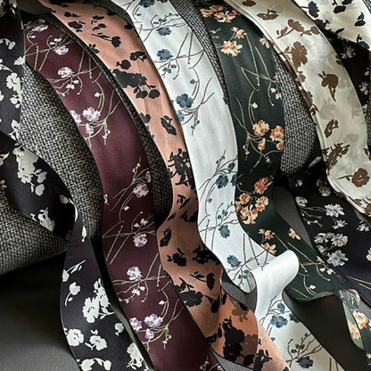 Dark Floral Print Ribbon · 25mm · Vintage Style Gift Wrapping