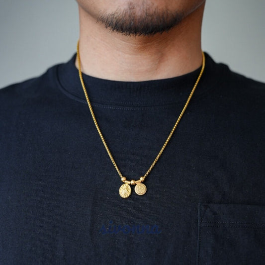 Ancient Roman Dual Coin Pendant Necklace