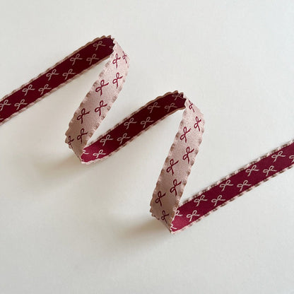 Bow Print Satin Ribbon · Scallop Edge · 10mm · Gift Wrapping