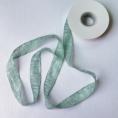 Crinkle Silk Ribbon · 0.98" Wide · Hand-Dyed for Bouquets & Crafts