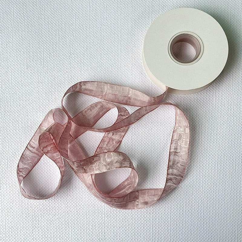 Crinkle Silk Ribbon · 0.98" Wide · Hand-Dyed for Bouquets & Crafts