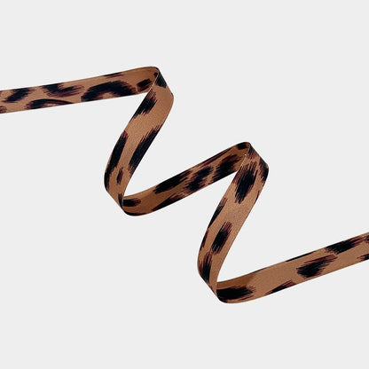 Wild Diary: Wild Diary double-sided leopard print craft ribbon in earth tone brown — Sivonna textured floral ribbon