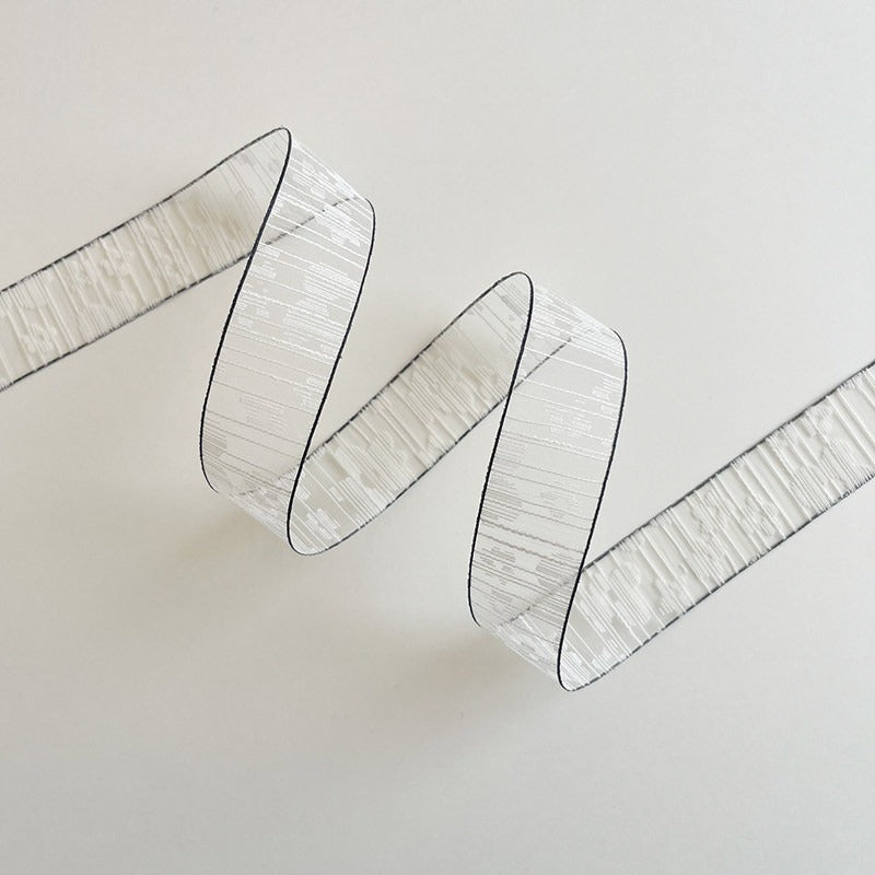White silver thread sheer organza wired ribbon for wedding bouquets and gift wrapping — Sivonna white ribbon