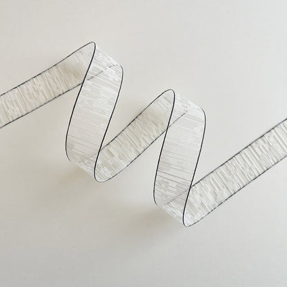 White silver thread sheer organza wired ribbon for wedding bouquets and gift wrapping — Sivonna white ribbon