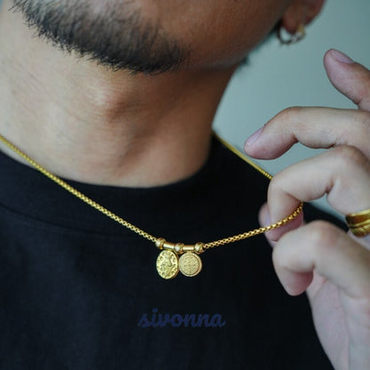 Ancient Roman Dual Coin Pendant Necklace