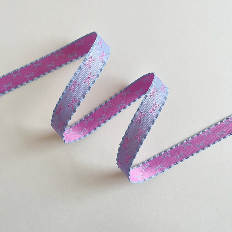 Bow Print Satin Ribbon · Scallop Edge · 10mm · Gift Wrapping