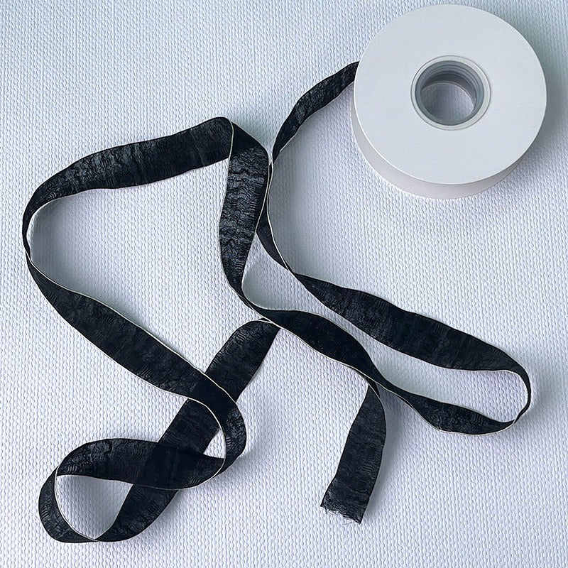Crinkle Silk Ribbon · 0.98" Wide · Hand-Dyed for Bouquets & Crafts
