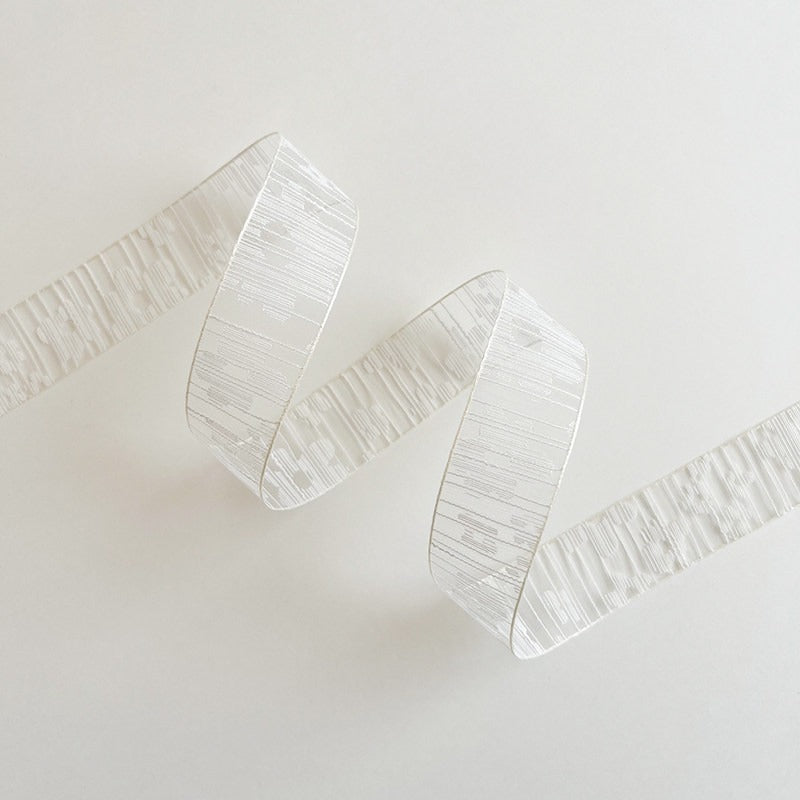 Light grey silver thread sheer organza wired ribbon for DIY ribbon crafts — Sivonna grey floral ribbon