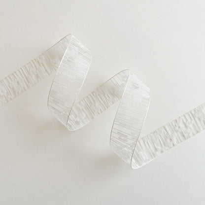 Light grey silver thread sheer organza wired ribbon for DIY ribbon crafts — Sivonna grey floral ribbon