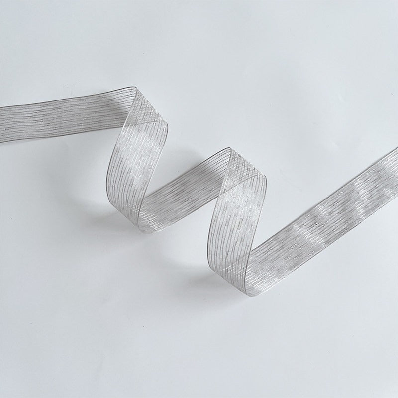 Silver Ribbon Set · 10 Rolls · Satin Sheer Lace Metallic