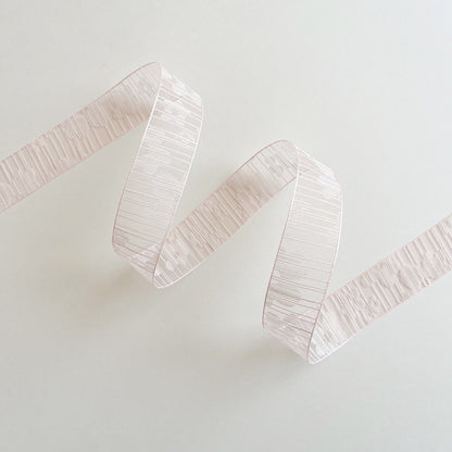 Blush pink silver thread sheer organza wired ribbon for floral arrangements — Sivonna pink organza ribbon