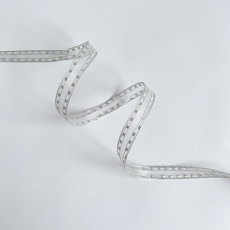 Silver Ribbon Set · 10 Rolls · Satin Sheer Lace Metallic