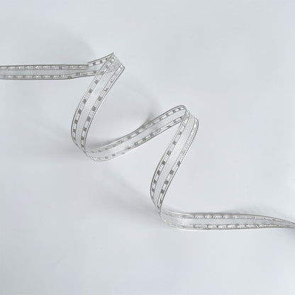 Silver Ribbon Set · 10 Rolls · Satin Sheer Lace Metallic