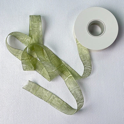Crinkle Silk Ribbon · 0.98" Wide · Hand-Dyed for Bouquets & Crafts
