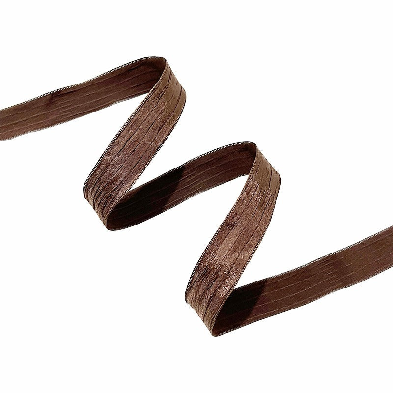 Folded Memory: Folded Memory textured crinkle craft ribbon in chocolate brown — Sivonna DIY craft ribbon