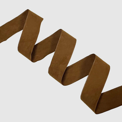 Coffee brown wired ribbon in zigzag fold showing medium roast tone with matte surface — Sivonna fall decorative ribbon