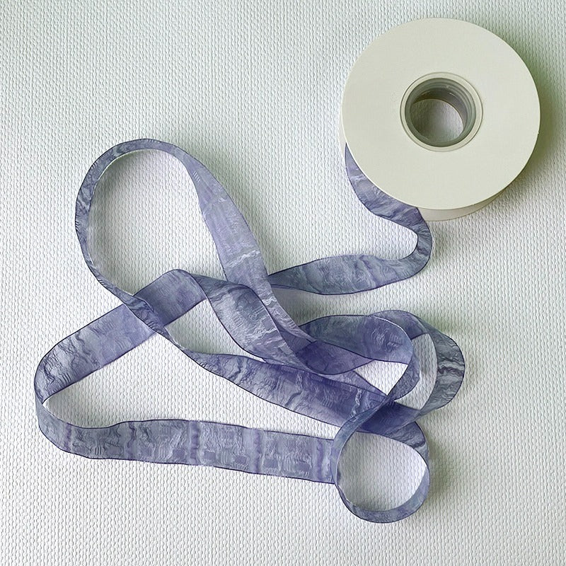 Crinkle Silk Ribbon · 0.98" Wide · Hand-Dyed for Bouquets & Crafts
